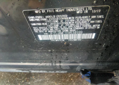 2014 Subaru Forester 2.5I Touring from USA, damaged, VIN JF2SJAMC1EH534599